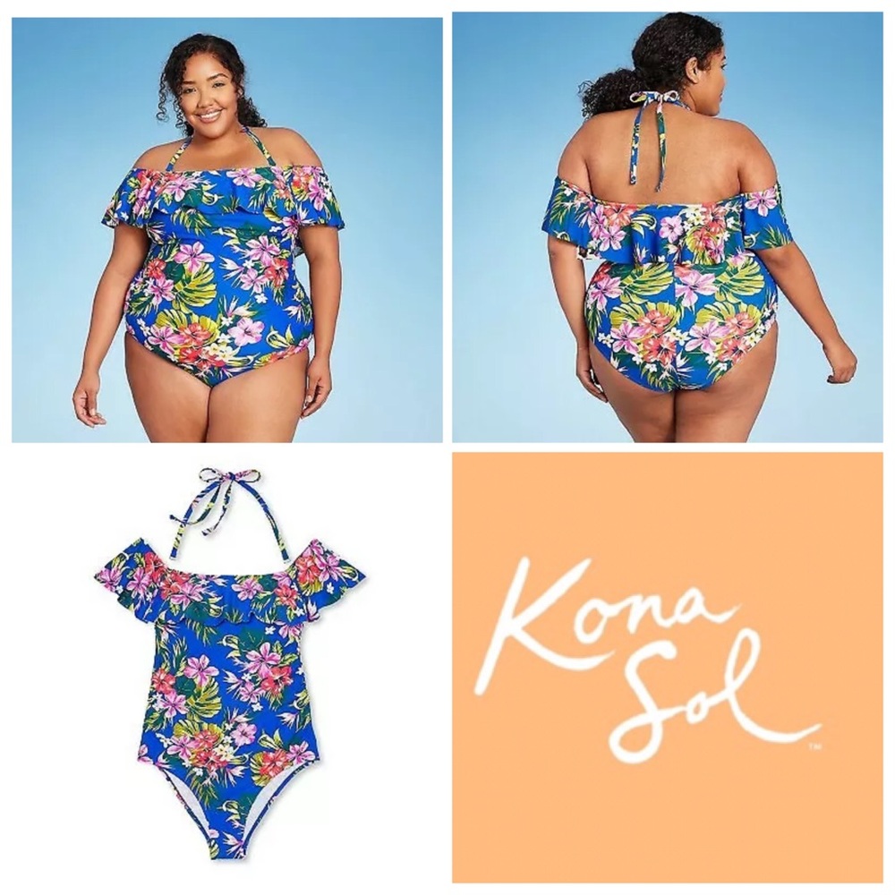 Kona Sol 16W floral 1-piece plus size NWT